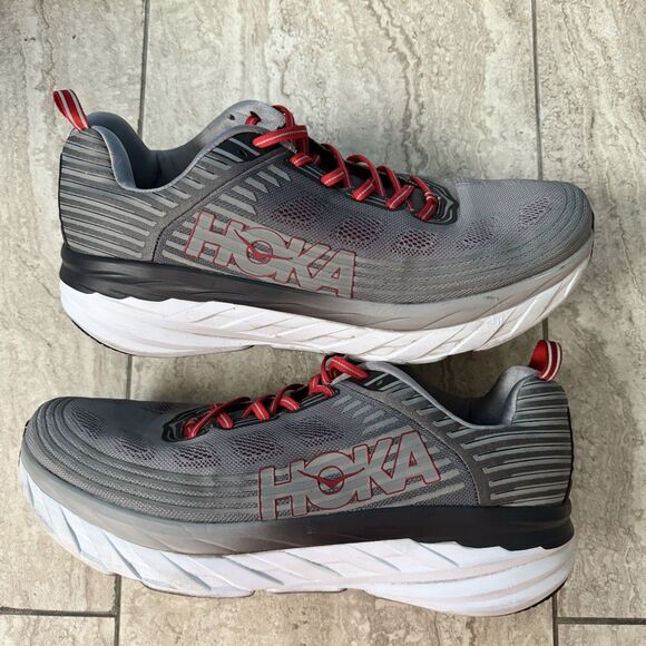 HOKA Bondi 6 Alloy Steel Gray Running Shoes Sneakers 1019269 Men’s Size 14 - Picture 9 of 12